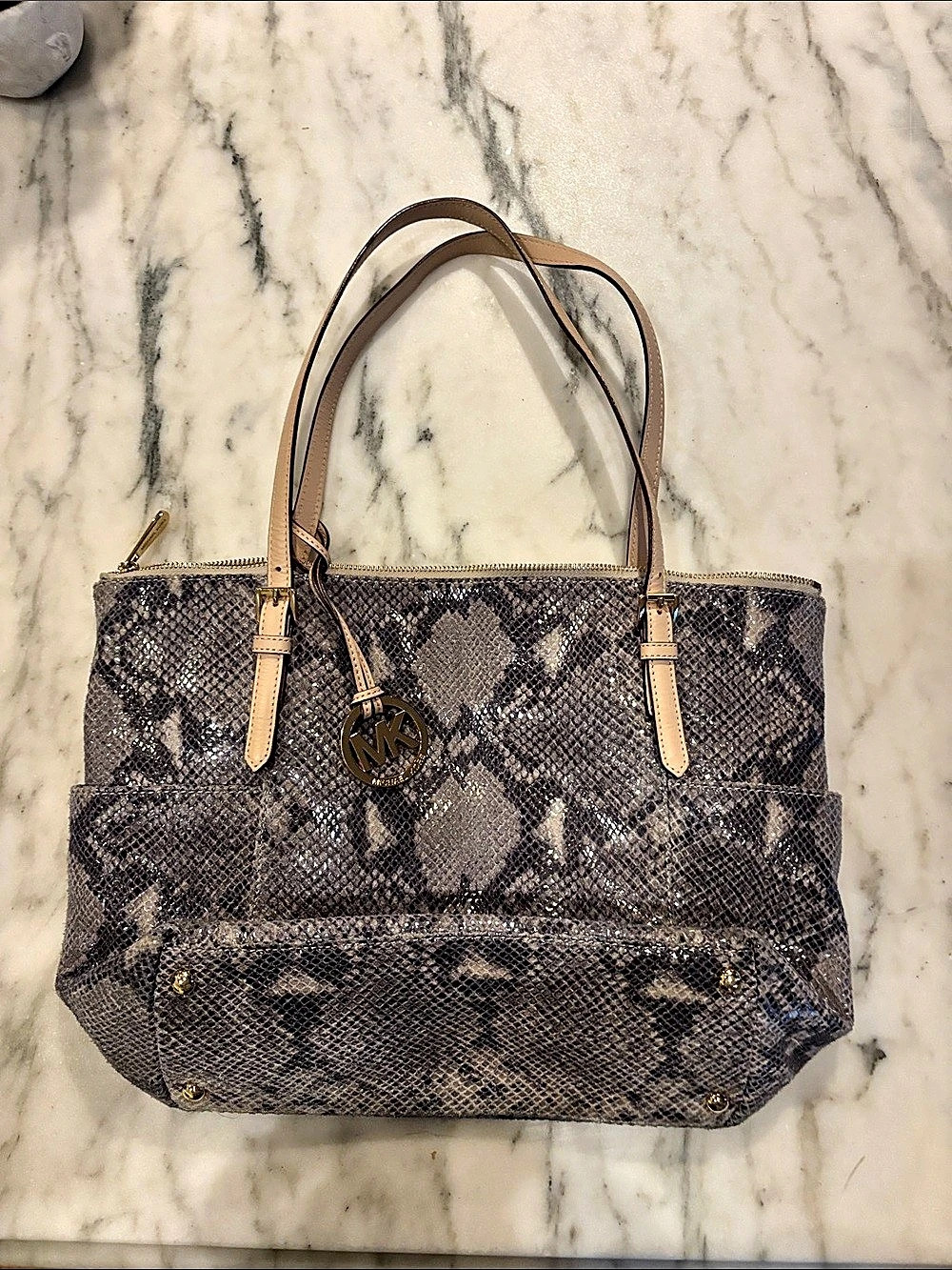 Michael Kors Women's Animal Print Tote in Gray & Black